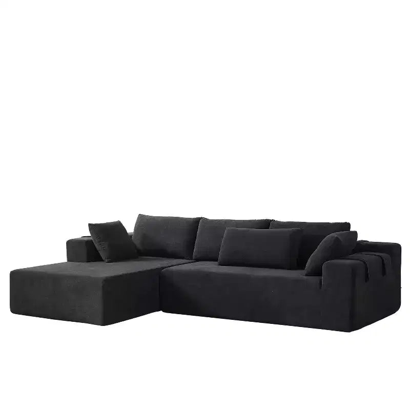 Canapé sectionnel moderne en chenille, ensemble de canapés modulaires en forme de L de 108 po avec 6 coussins pour salon