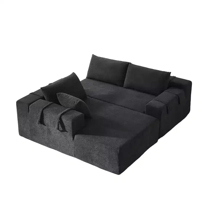 Canapé sectionnel moderne en chenille, ensemble de canapés modulaires en forme de L de 108 po avec 6 coussins pour salon