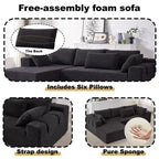 Canapé sectionnel moderne en chenille, ensemble de canapés modulaires en forme de L de 108 po avec 6 coussins pour salon