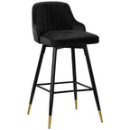 Bekrvio Swivel Barstools with Back, Counter Height, Velvet Upholstered, 29, Black