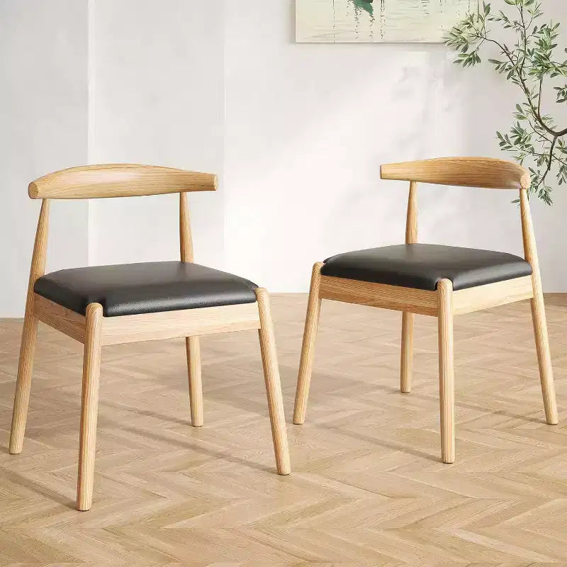 Pexfix Natural-black Faux Leather Dining Room Chair Set of 2
