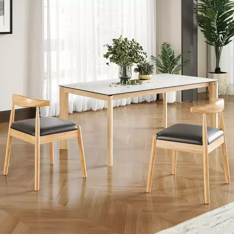 Lot de 2 chaises de salle à manger en similicuir noir naturel Pexfix