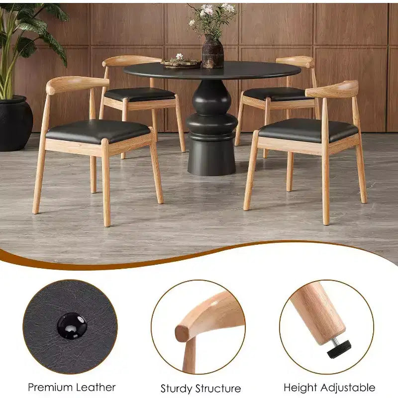 Lot de 2 chaises de salle à manger en similicuir noir naturel Pexfix