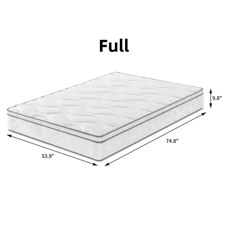 Matelas hybride de 25 cm, taille complète – Mousse à mémoire de forme infusée de gel, ressorts ensachés, respirant, durable, matelas en boîte