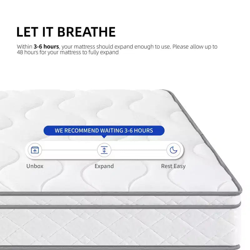 Matelas hybride de 25 cm, taille complète – Mousse à mémoire de forme infusée de gel, ressorts ensachés, respirant, durable, matelas en boîte