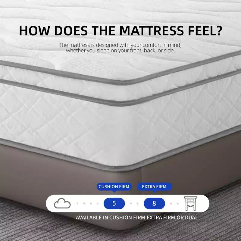 Matelas hybride de 25 cm, taille complète – Mousse à mémoire de forme infusée de gel, ressorts ensachés, respirant, durable, matelas en boîte