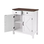 Buffet de ferme rustique blanc et miel marron – Avec tiroir, étagère réglable et porte coulissante pour un rangement élégant
