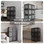 Lot de 3 bacs de rangement transparents empilables avec 5 portes ouvrantes et roulettes, grands conteneurs pliables en plastique pour loisirs créatifs, organisateurs de placard pour chambres à coucher
