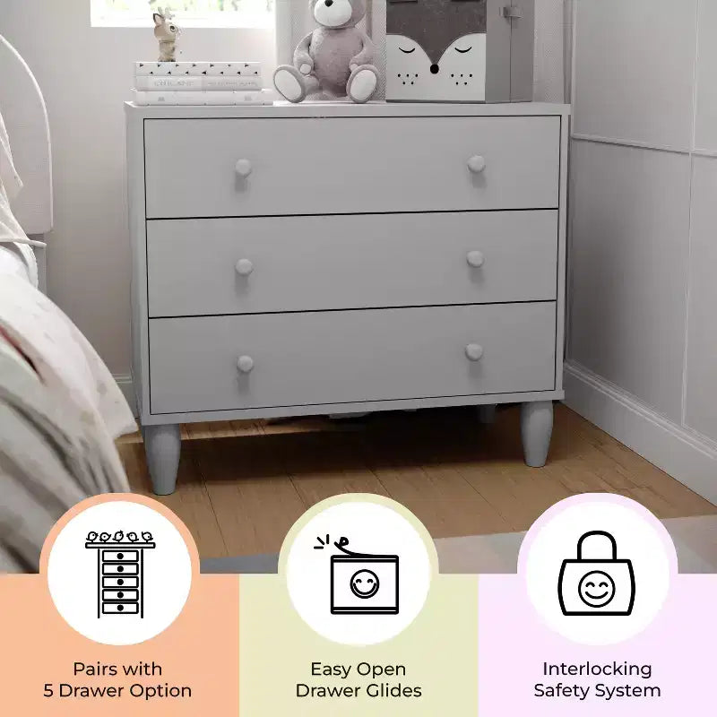 Commode en bois à 3 tiroirs Buzz & Bloom pour petites chambres d'enfants