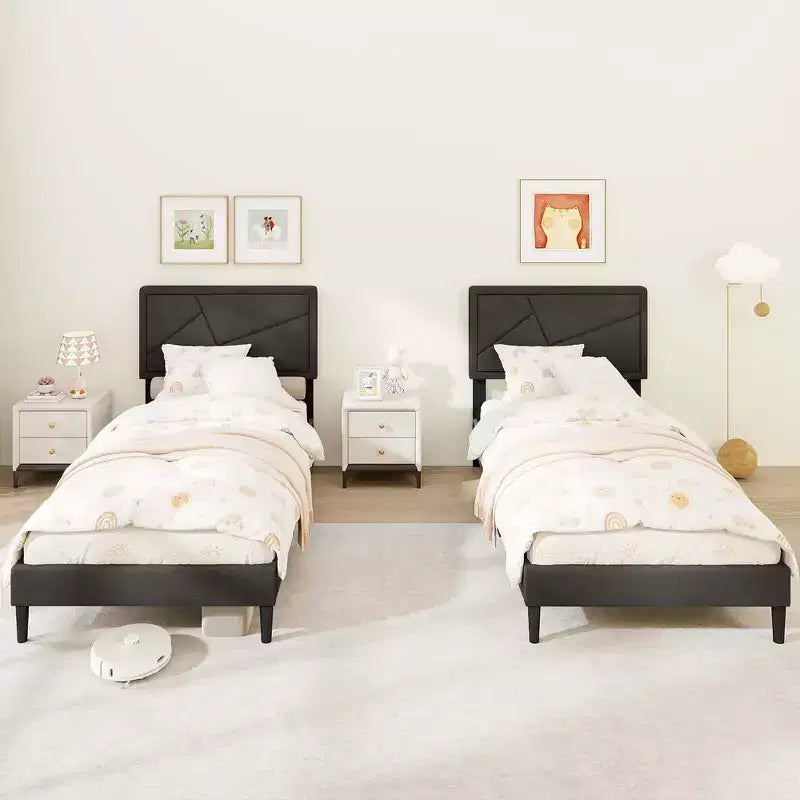 Costway Twin/Full/Queen Size Bed Frame with High Headboard & Wooden Slats No Box Spring Needed