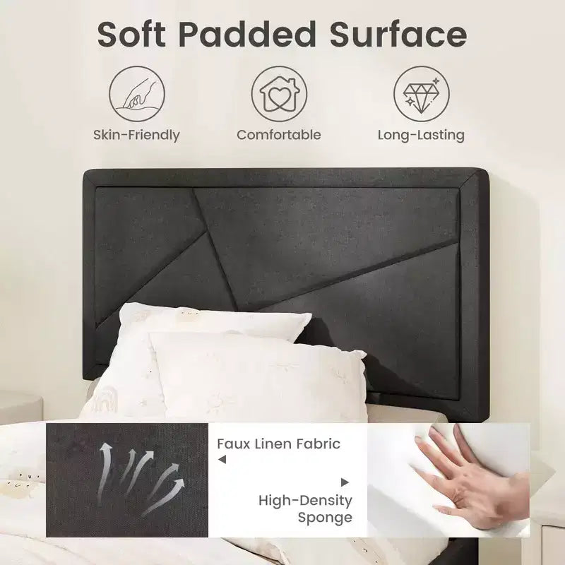 Costway Twin/Full/Queen Size Bed Frame with High Headboard & Wooden Slats No Box Spring Needed