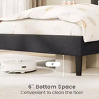 Costway Twin/Full/Queen Size Bed Frame with High Headboard & Wooden Slats No Box Spring Needed