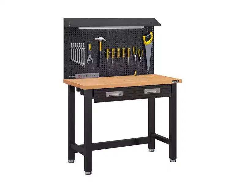 Seville Classics UltraHD Lighted Workcenter w/ Wood Top and Pegboard