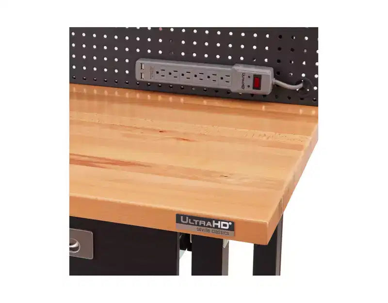 Seville Classics UltraHD Lighted Workcenter w/ Wood Top and Pegboard