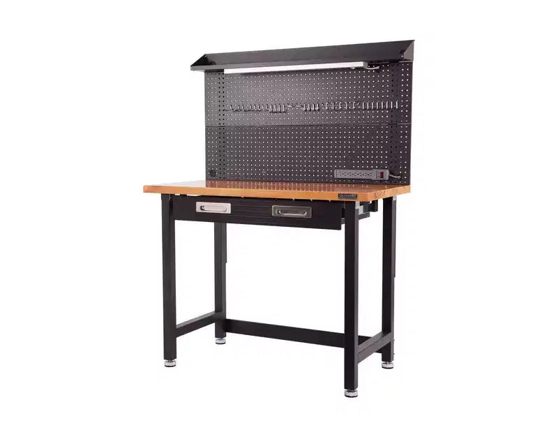 Seville Classics UltraHD Lighted Workcenter w/ Wood Top and Pegboard