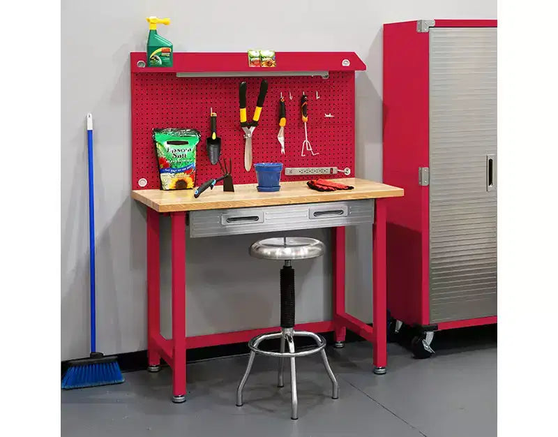 Seville Classics UltraHD Lighted Workcenter w/ Wood Top and Pegboard