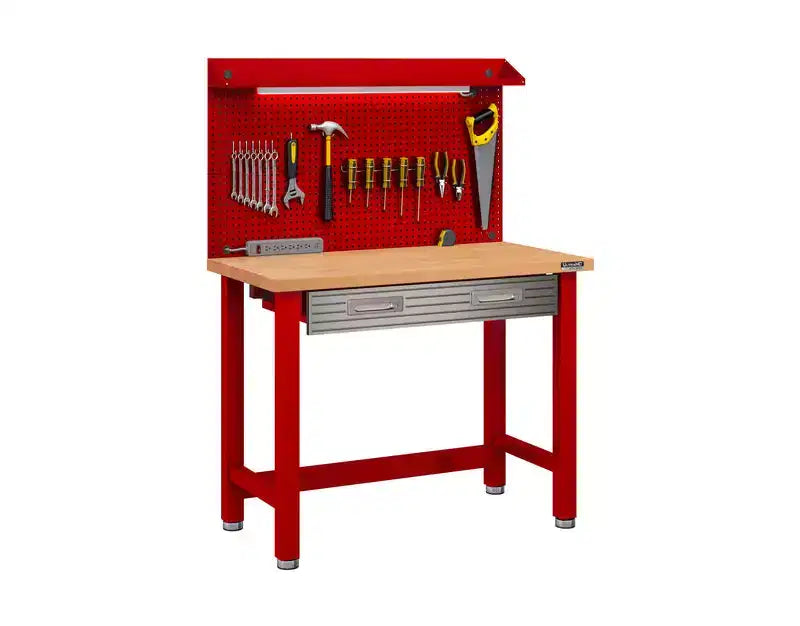 Seville Classics UltraHD Lighted Workcenter w/ Wood Top and Pegboard