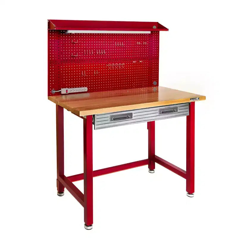 Seville Classics UltraHD Lighted Workcenter w/ Wood Top and Pegboard