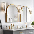 Aluminum Alloy Thin Edge Right Angle Arch-shaped Golden Wall Mirror 75*70*4cm