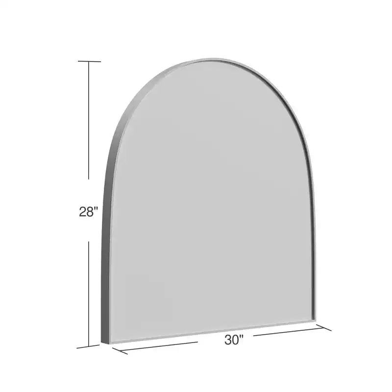 Miroir mural doré en alliage d'aluminium à bords fins, d'angle droit et en forme d'arche 75*70*4cm