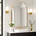 91cm Gold Aluminum Arched Mirror with Slim Frame and Right Angles, 2.8cm Depth