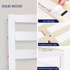 Subrtex Solid Wood Platform Bed with Headboard, Bed Frame with Wood Slat Support, White