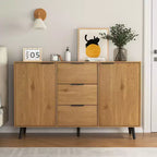 47.2 Buffet en bois naturel – 3 tiroirs, 2 portes, armoire de rangement de cuisine et de bar à café