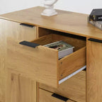 47.2 Buffet en bois naturel – 3 tiroirs, 2 portes, armoire de rangement de cuisine et de bar à café