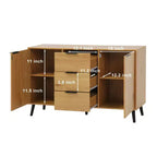 47.2 Buffet en bois naturel – 3 tiroirs, 2 portes, armoire de rangement de cuisine et de bar à café