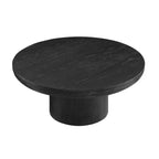 Table basse ronde Table d'appoint en bois pour canapé Table centrale avec pied cylindrique, Noir/Marron foncé - ModernLuxe