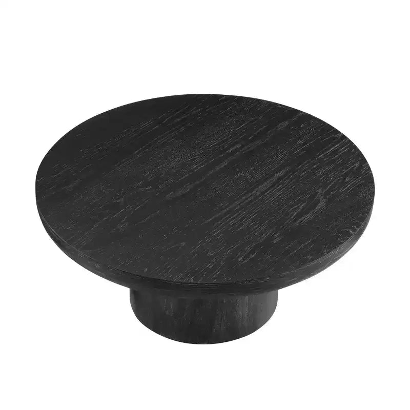 Table basse ronde Table d'appoint en bois pour canapé Table centrale avec pied cylindrique, Noir/Marron foncé - ModernLuxe