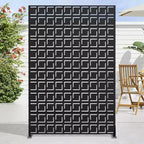 72 H47W Jardinière noire en métal Dovelina avec treillis brise-vue pour patio de café, jardin et balcons