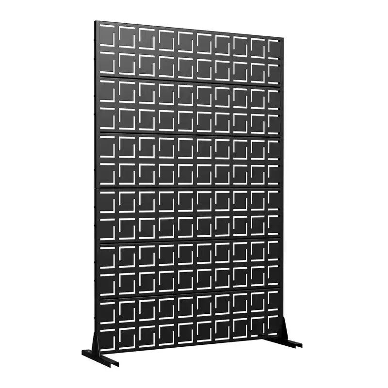 72 H47W Jardinière noire en métal Dovelina avec treillis brise-vue pour patio de café, jardin et balcons