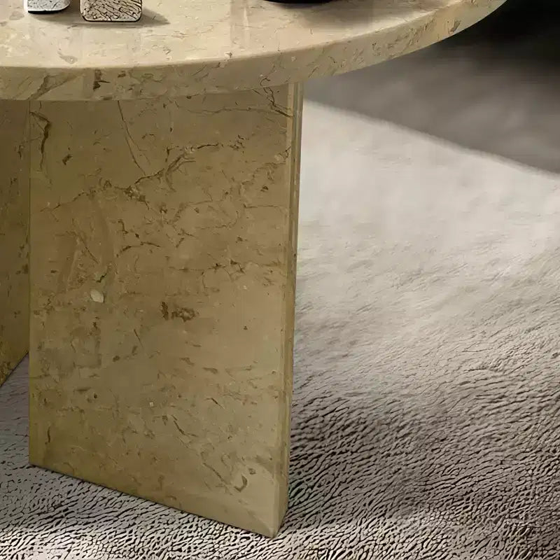 Table Basse Ronde Christopher Knight Home Moira en Marbre Naturel à Veinure Unique avec Base en Dalle Solide