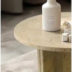Table Basse Ronde Christopher Knight Home Moira en Marbre Naturel à Veinure Unique avec Base en Dalle Solide