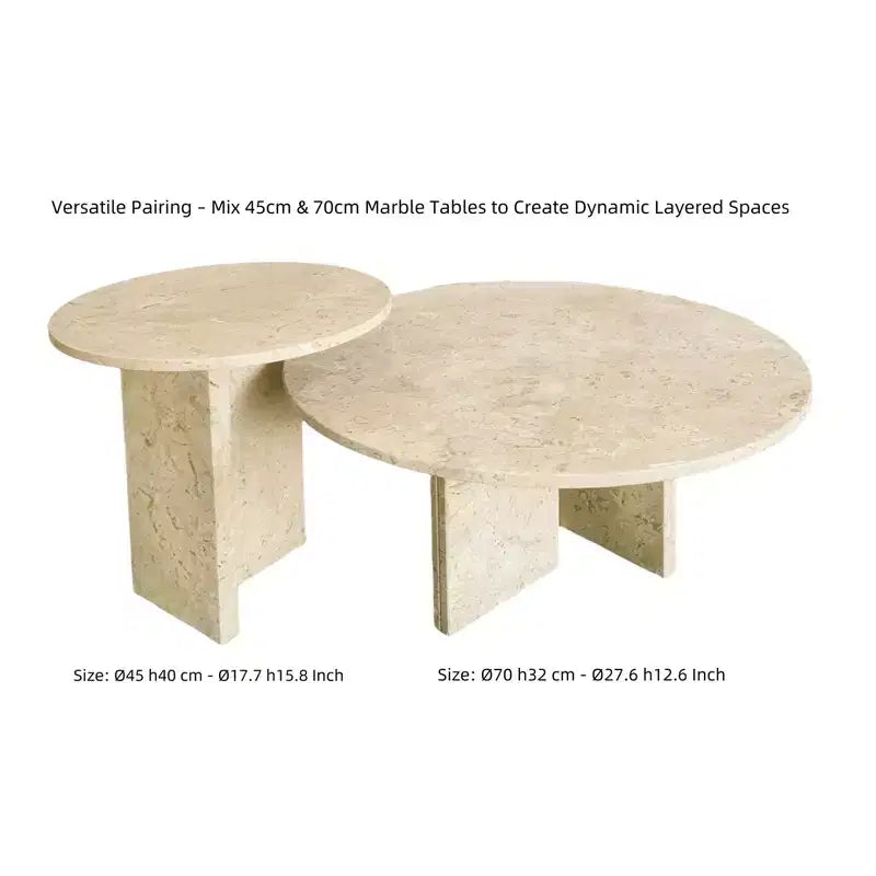 Table Basse Ronde Christopher Knight Home Moira en Marbre Naturel à Veinure Unique avec Base en Dalle Solide
