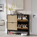 Meuble à chaussures 4 tiroirs - Design cannelé de style campagnard avec pieds en métal, Organisateur d'entrée étroit pour couloir, vestibule
