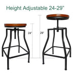 eHemco Tabouret de bar pivotant en métal avec siège en placage de bois, marron et noir, lot de 2