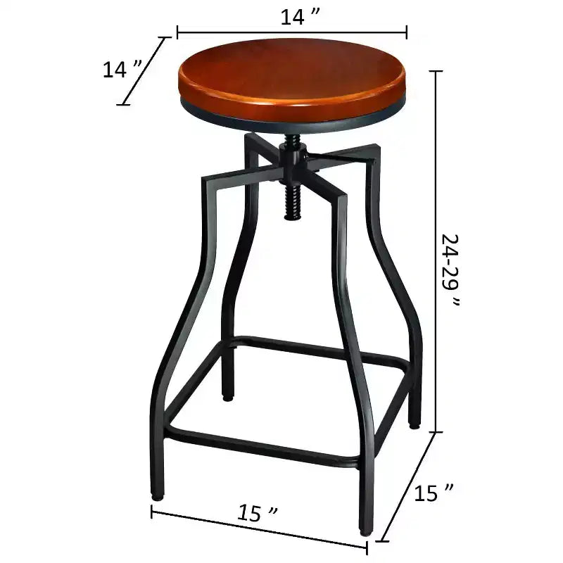 eHemco Tabouret de bar pivotant en métal avec siège en placage de bois, marron et noir, lot de 2