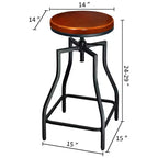 eHemco Tabouret de bar pivotant en métal avec siège en placage de bois, marron et noir, lot de 2