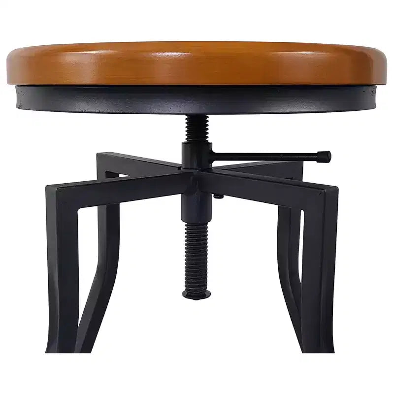 eHemco Tabouret de bar pivotant en métal avec siège en placage de bois, marron et noir, lot de 2