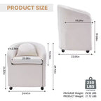 Lot de 1 fauteuil de salle à manger en tissu chenille avec coussin de dossier et roulettes universelles, beige