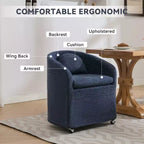 Lot de 1 fauteuil de salle à manger en tissu chenille avec coussin de dossier et roulettes universelles, beige