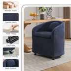 Lot de 1 fauteuil de salle à manger en tissu chenille avec coussin de dossier et roulettes universelles, beige