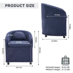 Lot de 1 fauteuil de salle à manger en tissu chenille avec coussin de dossier et roulettes universelles, beige