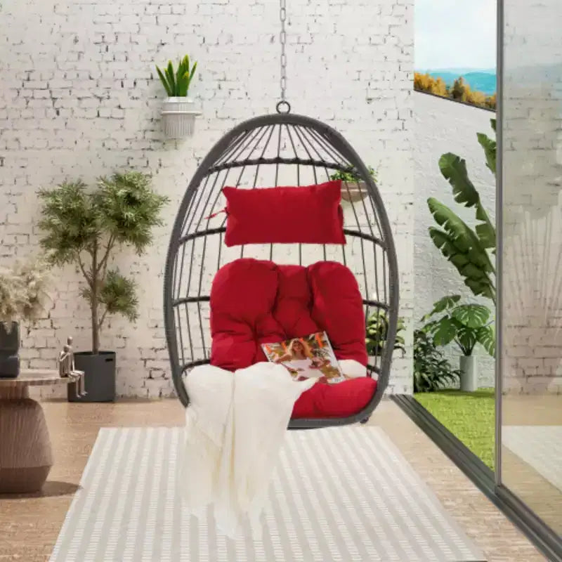 Fauteuil suspendu œuf en rotin pour jardin extérieur, chaise suspendue pour chambre, salon, balcon