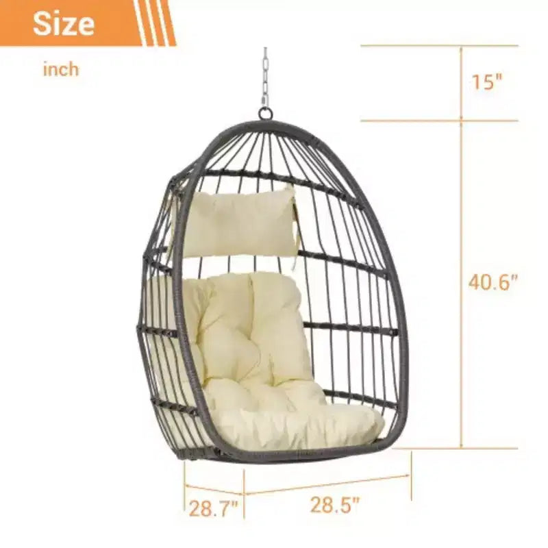 Fauteuil suspendu œuf en rotin pour jardin extérieur, chaise suspendue pour chambre, salon, balcon