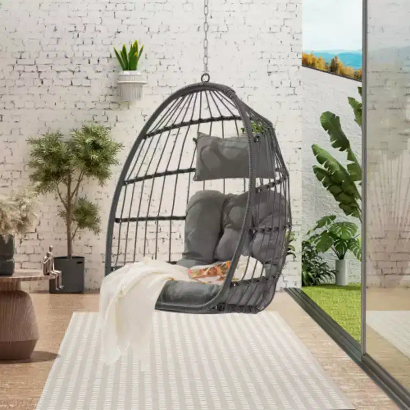 Fauteuil suspendu œuf en rotin pour jardin extérieur, chaise suspendue pour chambre, salon, balcon