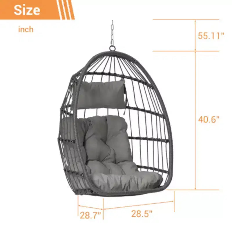 Fauteuil suspendu œuf en rotin pour jardin extérieur, chaise suspendue pour chambre, salon, balcon
