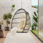 Outdoor Garden Rattan Egg Swing Chair Hanging Chair for Bedroom Living Room Balcony